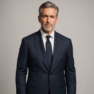 Corneliani Saks Fifth Avenue Navy Blue Pin Striped Men's Blazer Suit Jacket 56 L